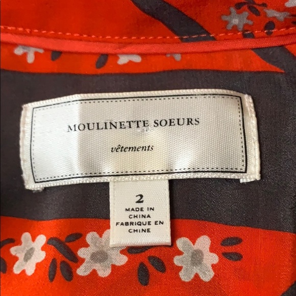 📌 MOULINETTE SOEURS Red Silk Floral Patch Dress - Picture 4 of 5